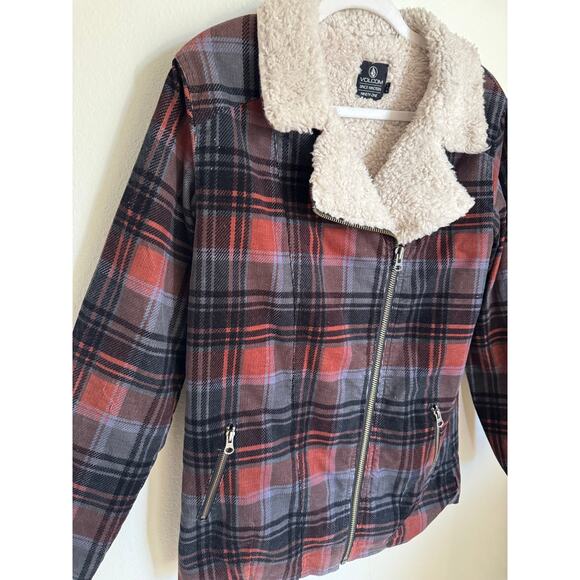 Volcom Women's Ruffian Coat Fleece Sherpa Collar Heavy Chore Jacket Size Small - Picture 3 of 9